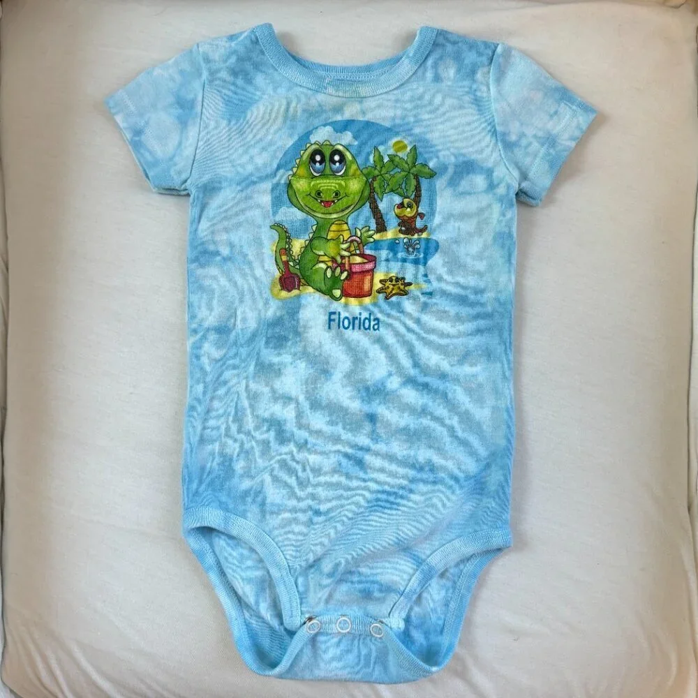 Short Sleeve Blue Tie Dye Florida Onesie